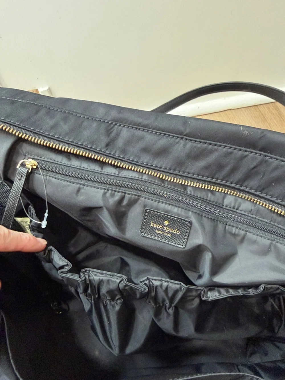 Kate Spade Black Diaper Bag Nylon Baby Large - Picture 6 of 11